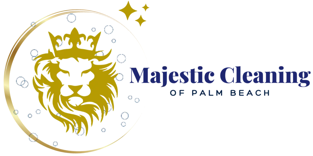 Majestic Cleaning of Palm Beach logo with gold lion crest, site header